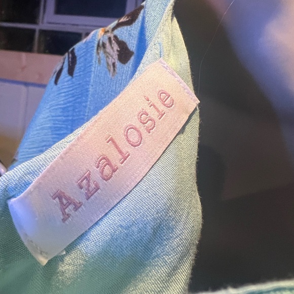 Azalosie Floral High-Low Dress Light Blue Size Small - Picture 6 of 7